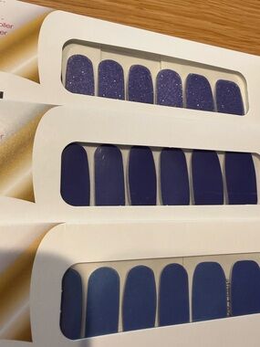 3 new Packages color Street nail wraps, blue and purpleish blue hues